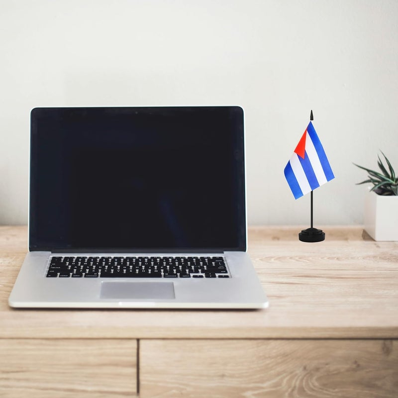 Yamiuo 2 Pack Cuba Desk Flag Set, Cuban Desktop Small Miniature Table Office Flag with 12" Black Pole and Black Base, Offices, Classroom, Home, Festival Decoration (Cuba) - Image 5
